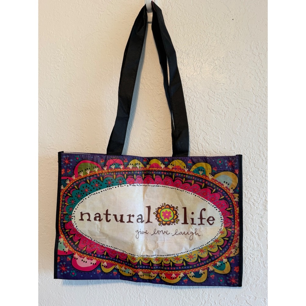 Natural Life Reusable Tote Bag Purple Boho Floral Recycled Plastic GBAG011